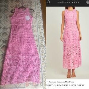 Endless Rose Pink Textured Crochet Maxi Dress